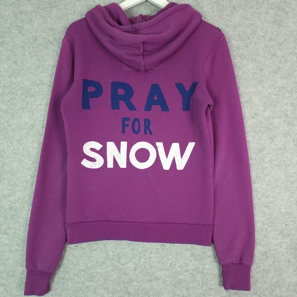 Aviator Nation Pray For Snow Purple Zip Hoodie with Blue & Red Diagonal Stripes - Picture 2 of 6